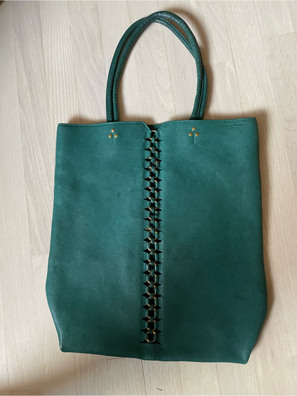 Jerome Dreyfus Dario Green Leather Tote,Nwt, Dust Bag